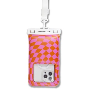 image:imageSonix Waterproof Phone Pouch  Floating Phone Case Dry Bag wCrossbody Lanyard  Beach Cruise Travel Essentials  Compatible wAll Devices Touchscreen Friendly  MochaCheckmate PinkOrange