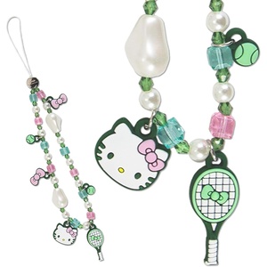image:imageSonix x Sanrio Beaded Phone Charm  Beaded Wristlet Universal Phone Strap and Detachable Cell Phone Lanyard with Silicone Charms  Hello KittyHello Kitty Tennis
