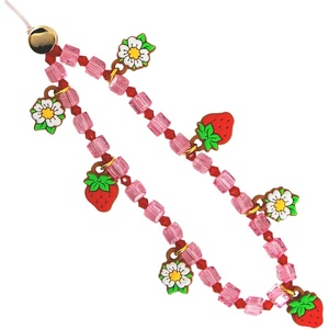 image:imageSonix x Sanrio Beaded Phone Charm  Beaded Wristlet Universal Phone Strap and Detachable Cell Phone Lanyard with Silicone Charms  Hello KittyStrawberry Shortcake