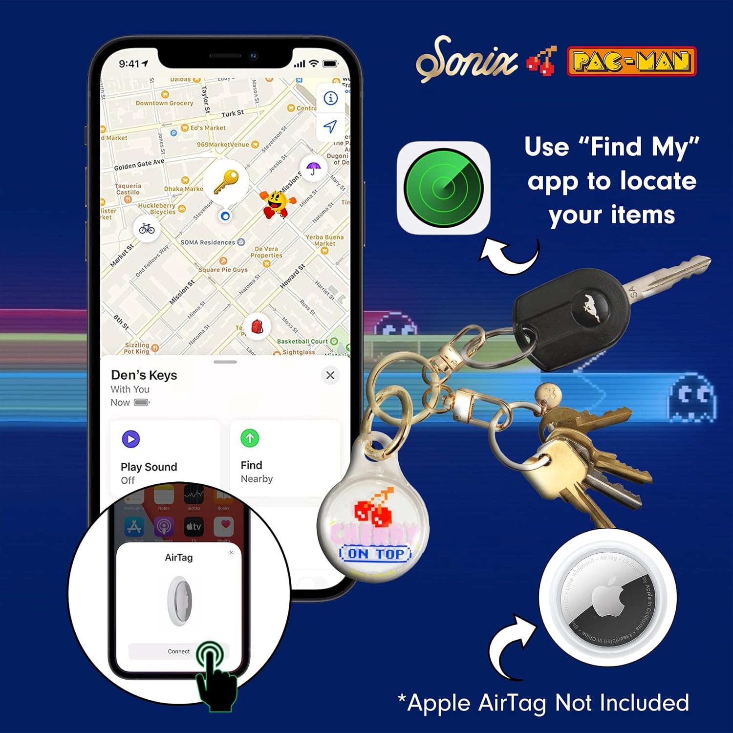 image:imageSonix Cases for Apple AirTags with Keychain Terrazzo Confetti 2PackPacman 45th Anniversary