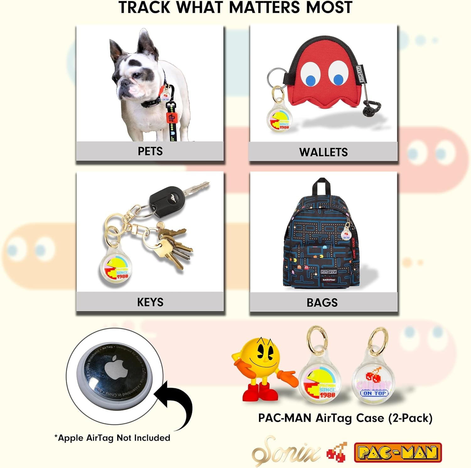 image:imageSonix Cases for Apple AirTags with Keychain Terrazzo Confetti 2PackPacman 45th Anniversary