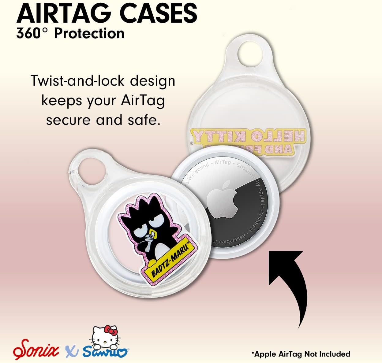 image:imageSonix x Sanrio Cases for Apple AirTags with Keychain  Hello Kitty amp Friends Sticker Party Cinnamoroll Pochacco BadtzMaru and Little Twin Stars 4PackSanrio  Sticker Party