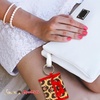 image:imageSonix Quilted Earbud Pouch  Premium Cotton Bag Charm for AirPods Keychain Storage Case Cover with Carabiner Ring  Red MonchhichiMonchhichi AOP Latte