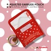 image:imageSonix Quilted Earbud Pouch  Premium Cotton Bag Charm for AirPods Keychain Storage Case Cover with Carabiner Ring  Red MonchhichiRed Monchhichi