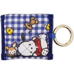 image:imageSonix Quilted Earbud Pouch  Premium Cotton Bag Charm for AirPods Keychain Storage Case Cover with Carabiner Ring  Red MonchhichiGingham Pochacco