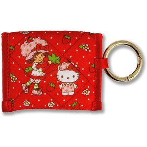 image:imageSonix Quilted Earbud Pouch  Premium Cotton Bag Charm for AirPods Keychain Storage Case Cover with Carabiner Ring  Red MonchhichiHello Kitty x Strawberry Shortcake