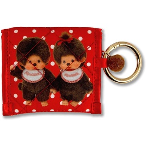 image:imageSonix Quilted Earbud Pouch  Premium Cotton Bag Charm for AirPods Keychain Storage Case Cover with Carabiner Ring  Red MonchhichiRed Monchhichi