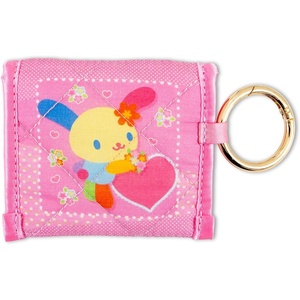image:imageSonix Quilted Earbud Pouch  Premium Cotton Bag Charm for AirPods Keychain Storage Case Cover with Carabiner Ring  Red MonchhichiUsahana