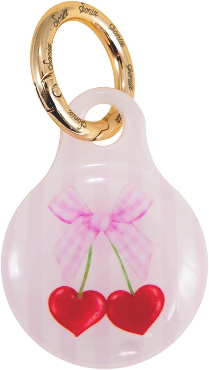 image:imageSonix Cases for Apple AirTags with Gold Carabiner  AirTag Hard Cover Protective Case  AirTag Holder Keychain  Jelly ApricotCherry Love