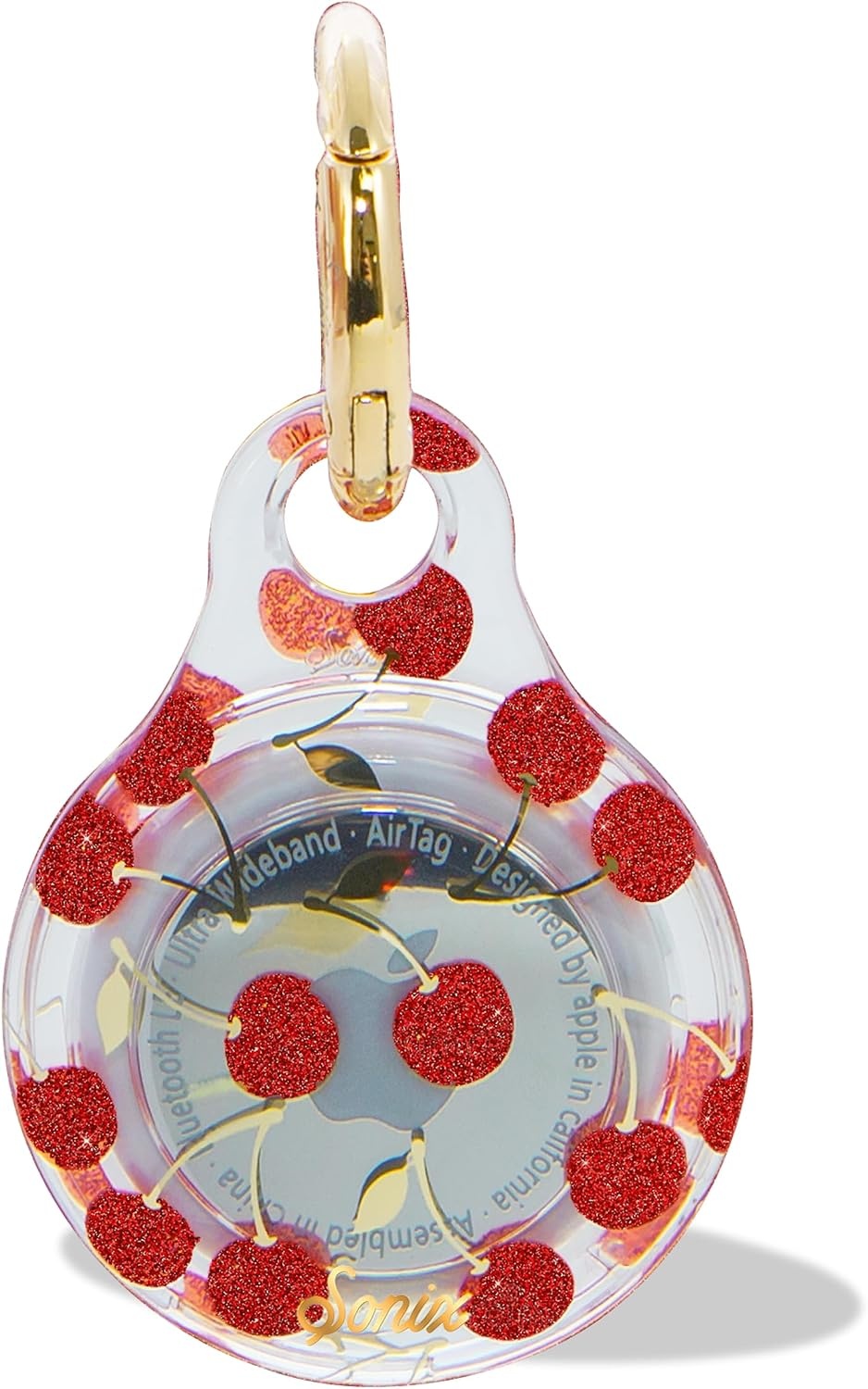 image:imageSonix Cases for Apple AirTags with Gold Carabiner  AirTag Hard Cover Protective Case  AirTag Holder Keychain  Jelly ApricotCherry on Top