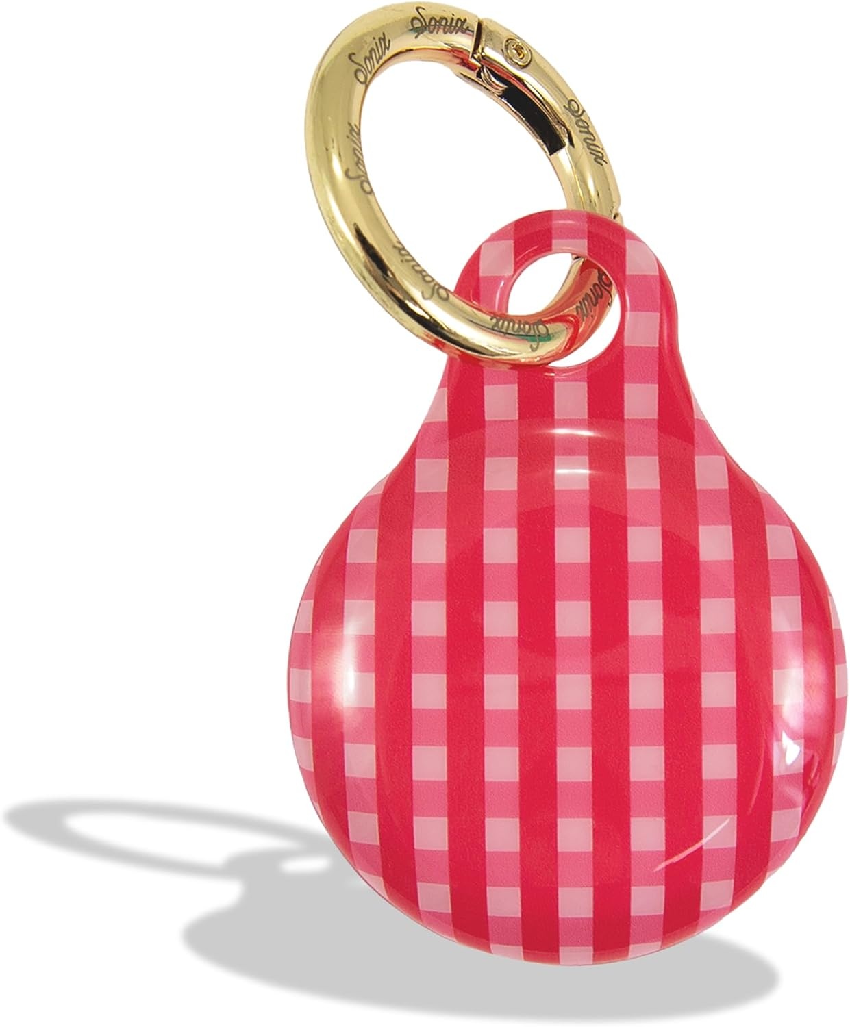 image:imageSonix Cases for Apple AirTags with Gold Carabiner  AirTag Hard Cover Protective Case  AirTag Holder Keychain  Jelly ApricotGingham Red