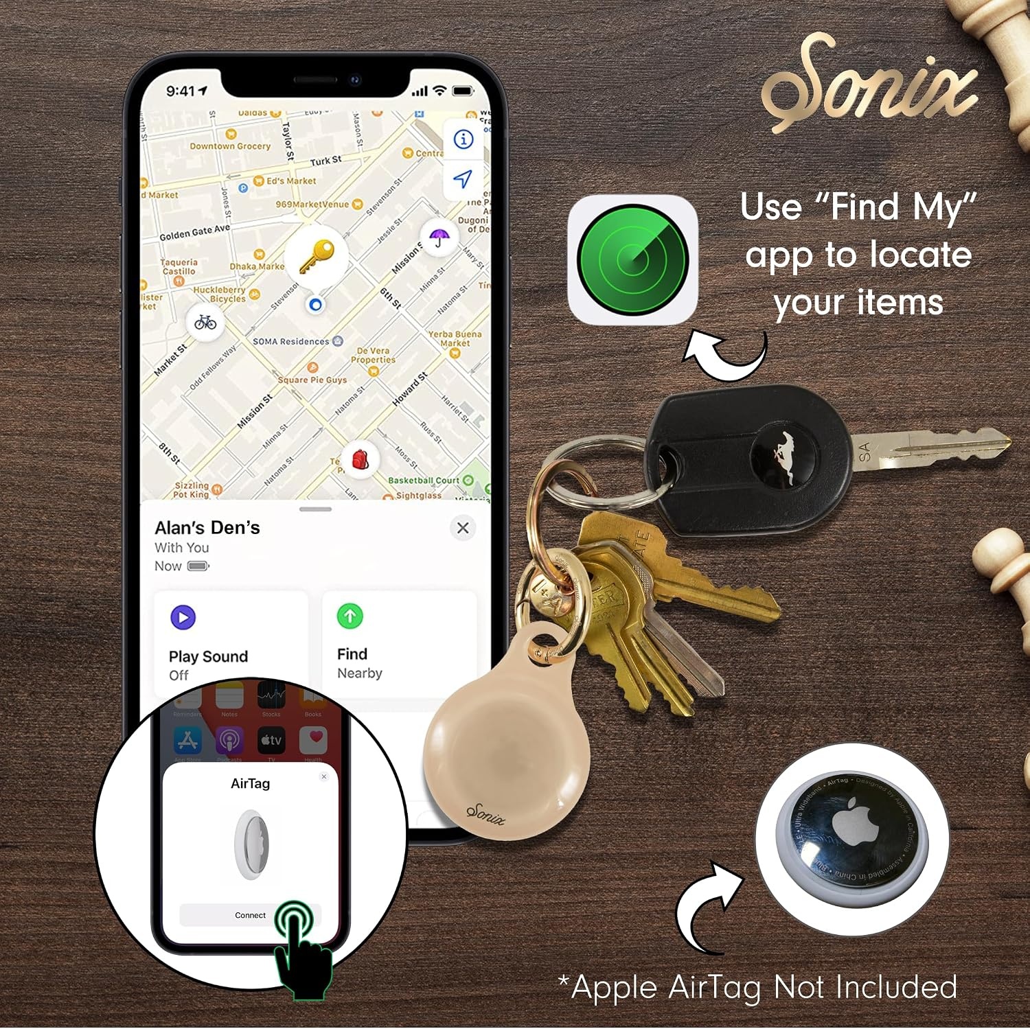 image:imageSonix Cases for Apple AirTags with Gold Carabiner  AirTag Hard Cover Protective Case  AirTag Holder Keychain  Jelly ApricotJelly Apricot