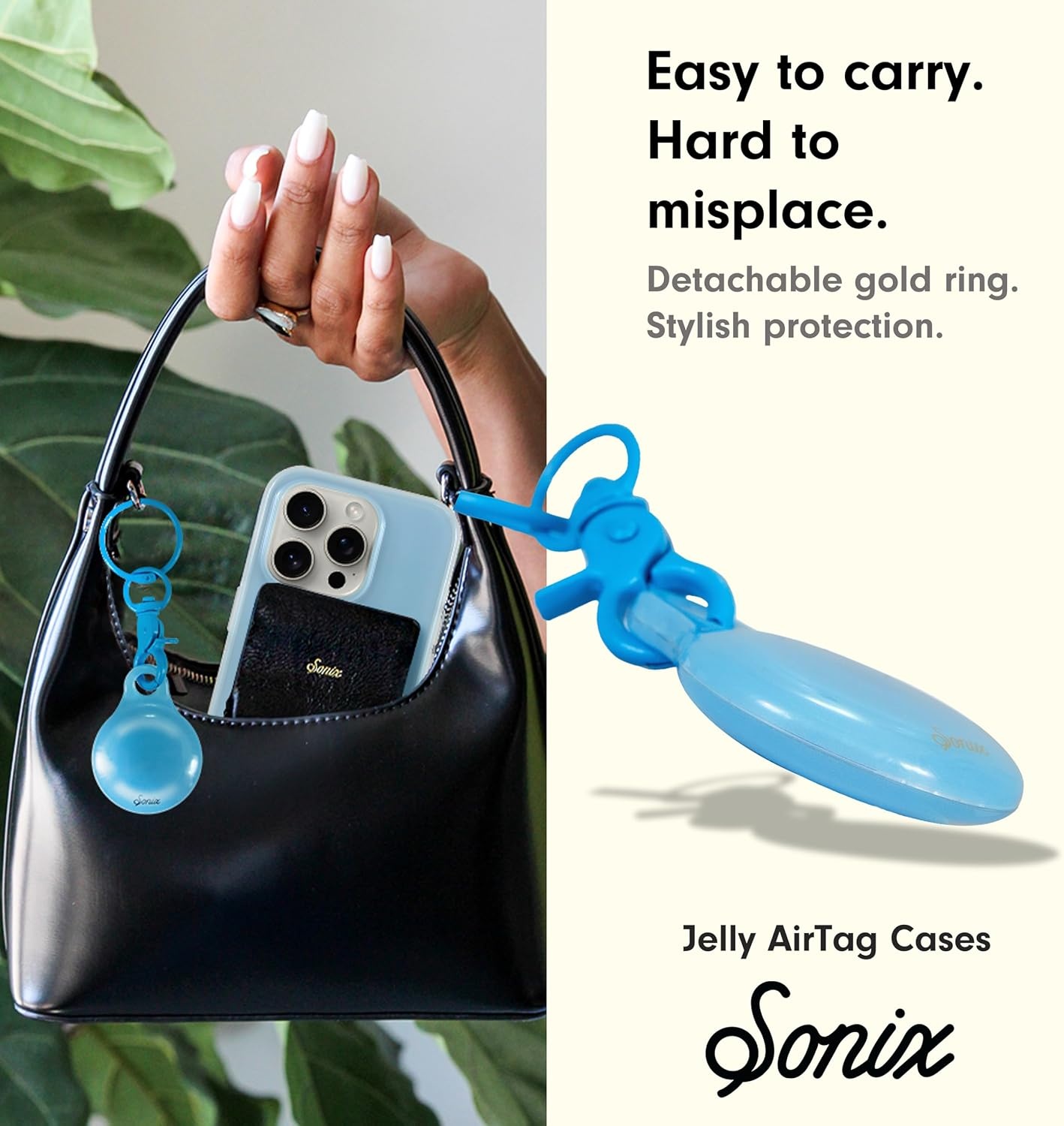 image:imageSonix Cases for Apple AirTags with Gold Carabiner  AirTag Hard Cover Protective Case  AirTag Holder Keychain  Jelly ApricotJelly Baby Blue