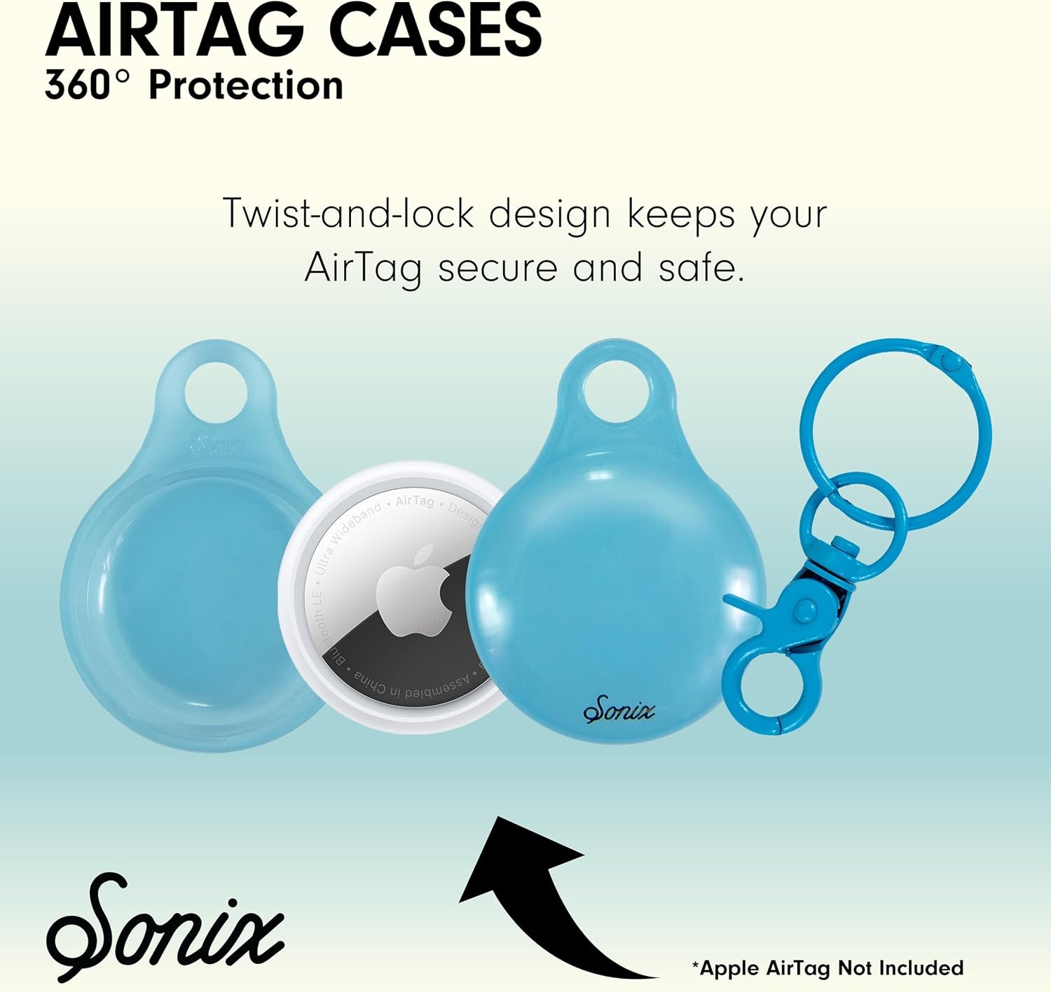 image:imageSonix Cases for Apple AirTags with Gold Carabiner  AirTag Hard Cover Protective Case  AirTag Holder Keychain  Jelly ApricotJelly Baby Blue