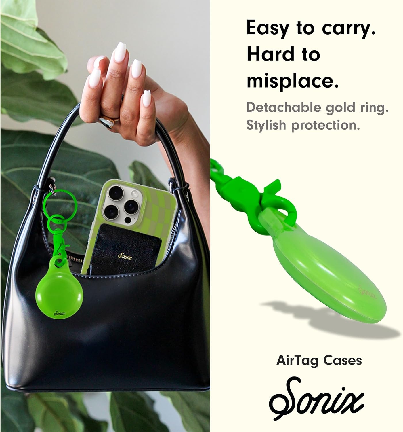 image:imageSonix Cases for Apple AirTags with Gold Carabiner  AirTag Hard Cover Protective Case  AirTag Holder Keychain  Jelly ApricotJelly Lime