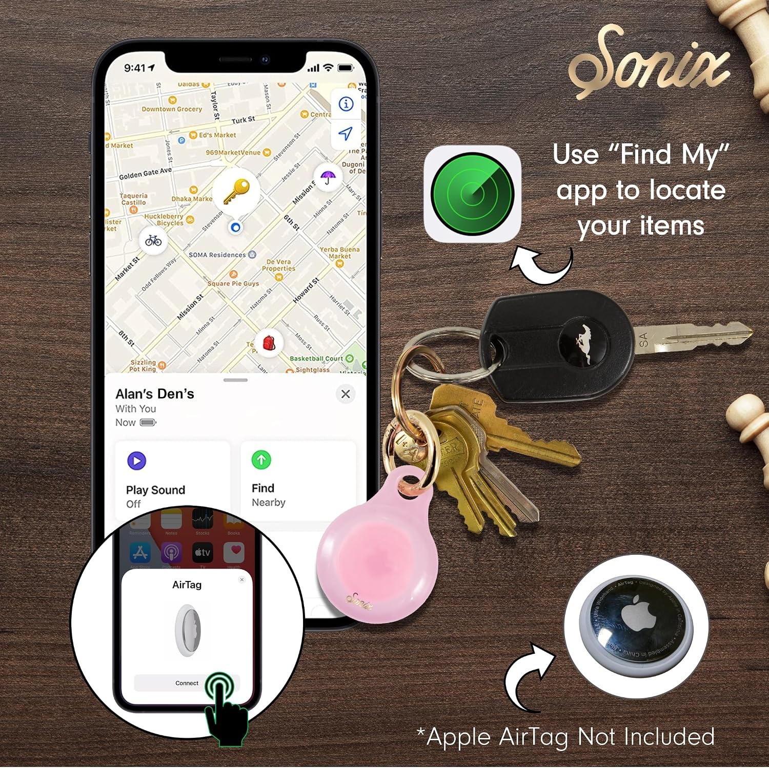 image:imageSonix Cases for Apple AirTags with Gold Carabiner  AirTag Hard Cover Protective Case  AirTag Holder Keychain  Jelly ApricotJelly Pink