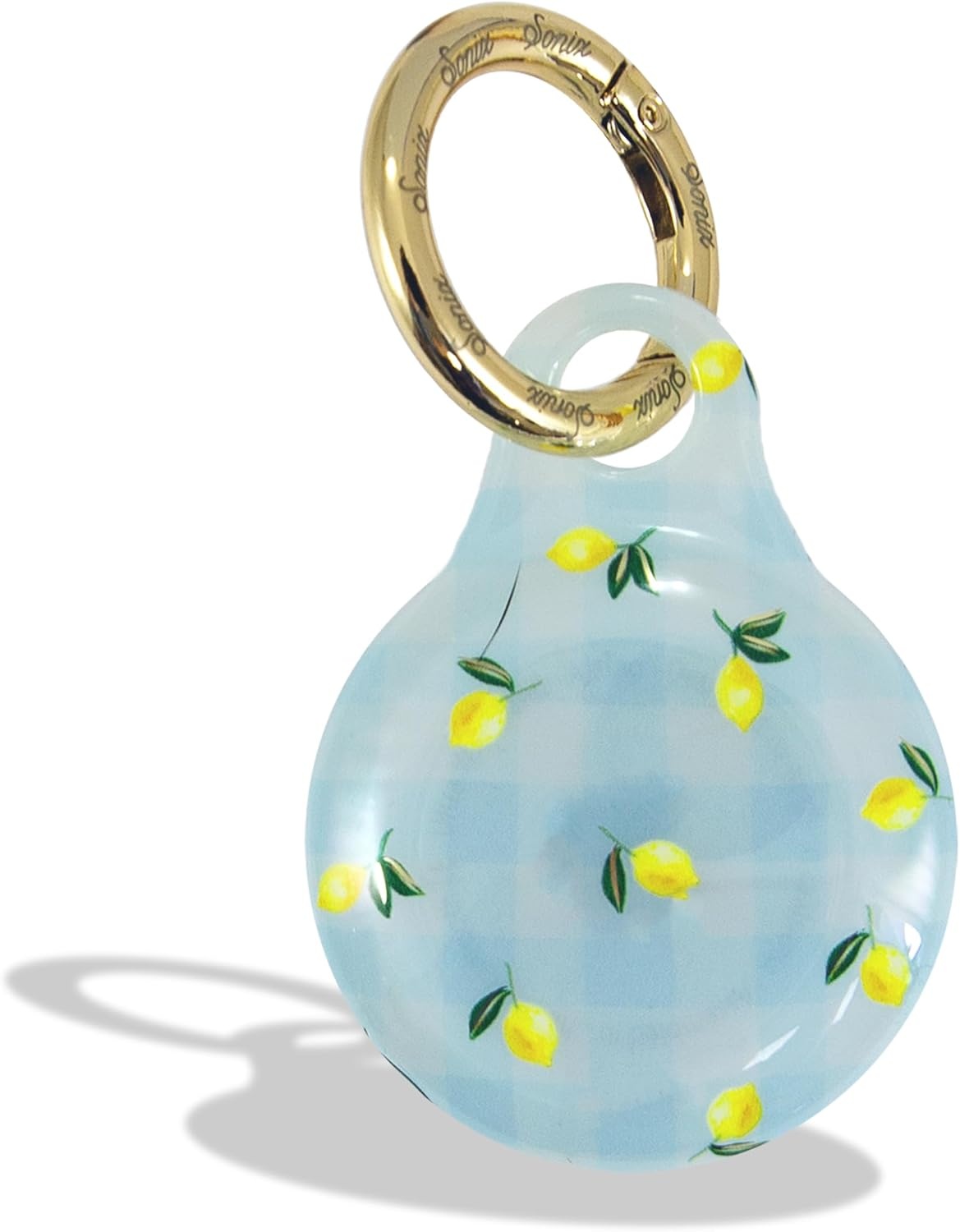 image:imageSonix Cases for Apple AirTags with Gold Carabiner  AirTag Hard Cover Protective Case  AirTag Holder Keychain  Jelly ApricotLemon Gingham