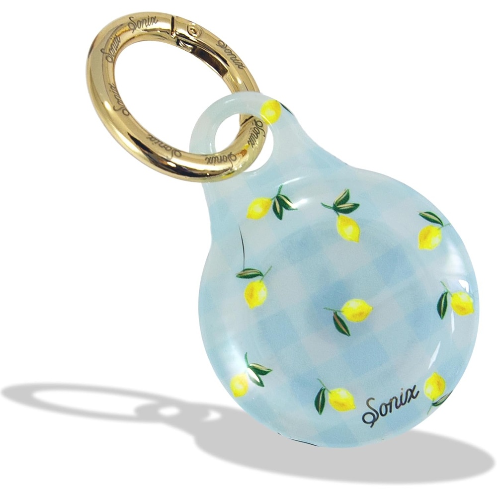 image:imageSonix Cases for Apple AirTags with Gold Carabiner  AirTag Hard Cover Protective Case  AirTag Holder Keychain  Jelly ApricotLemon Gingham