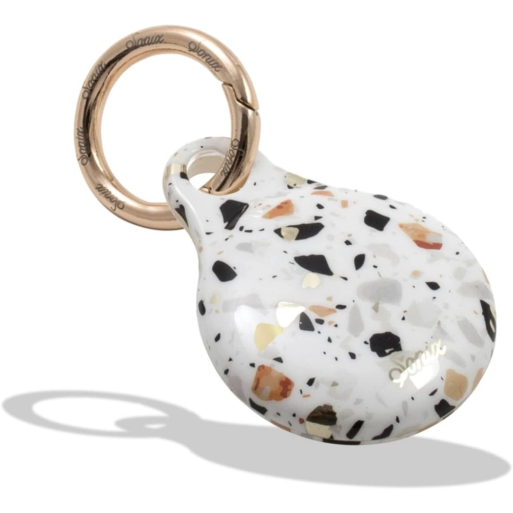 image:imageSonix Cases for Apple AirTags with Gold Carabiner  AirTag Hard Cover Protective Case  AirTag Holder Keychain  Jelly ApricotTerazzo Print  Confetti