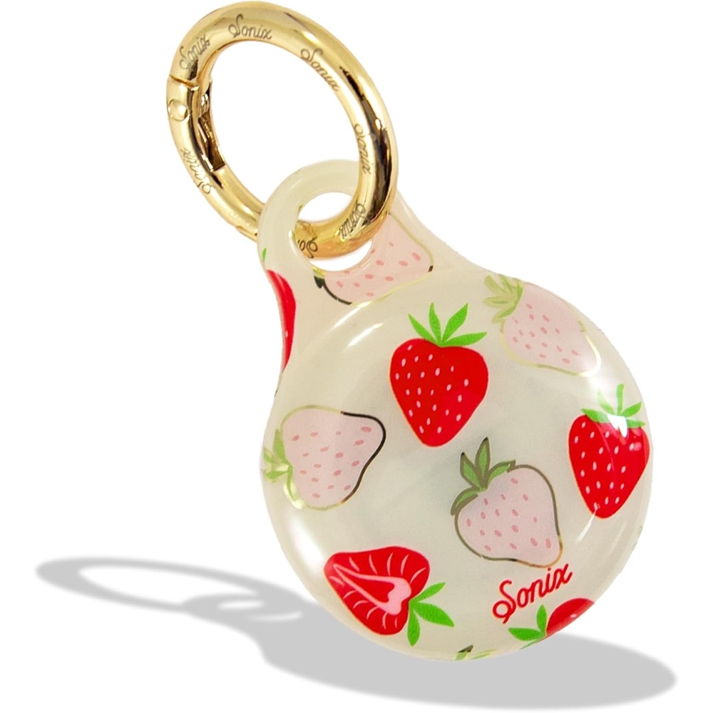 image:imageSonix Cases for Apple AirTags with Gold Carabiner  AirTag Hard Cover Protective Case  AirTag Holder Keychain  Jelly ApricotWild Strawberries